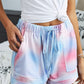 Multicolor Tie Dye Drawstring Elastic Waist Pocketed Casual Shorts