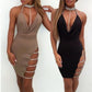 Sexy sling bag hip dress low cut openwork dress