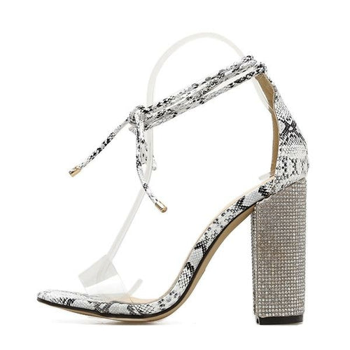 Women Rome Heeled Sandals Bandage Rhinestone Ankle Strap wedding Shoes