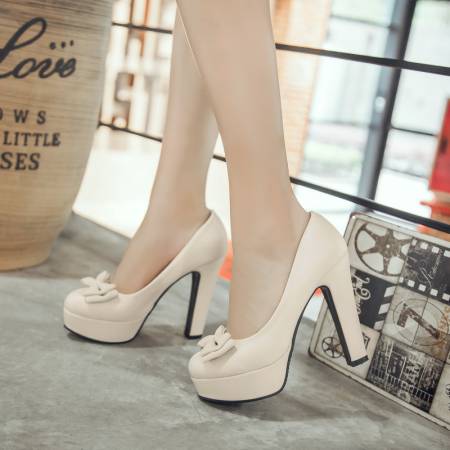 Bowtie PU Leather Platform High Heels