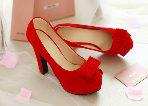 Bowtie Slip On High Heel Pumps