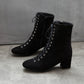 Ankle Boots PU Leather Elastic Band Square Heels Zipper Platform Plus