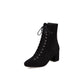 Ankle Boots PU Leather Elastic Band Square Heels Zipper Platform Plus