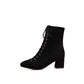 Ankle Boots PU Leather Elastic Band Square Heels Zipper Platform Plus