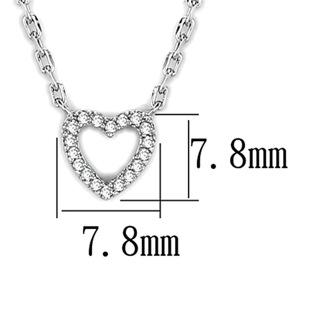 3W413 - Rhodium Brass Necklace with AAA Grade CZ  in Clear