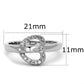 3W573 - Rhodium Brass Ring with AAA Grade CZ  in Clear