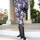 Plum Hibiscus Floral High Waist Leggings & Sports