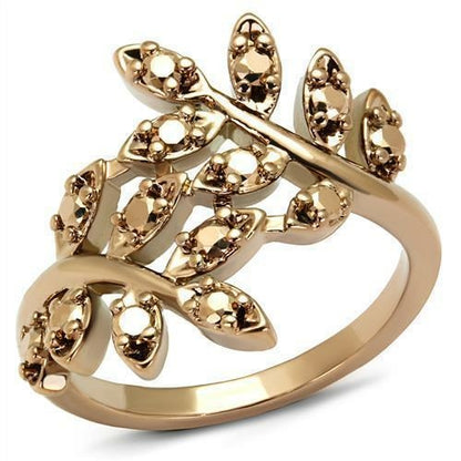 3W1194 - IP Rose Gold(Ion Plating) Brass Ring with AAA Grade CZ  in