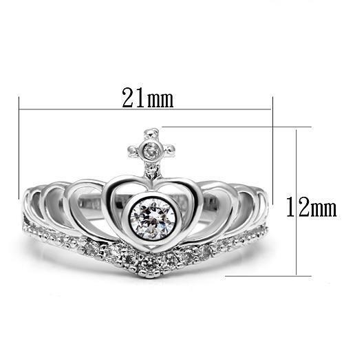 3W229 - Rhodium Brass Ring with AAA Grade CZ  in Clear