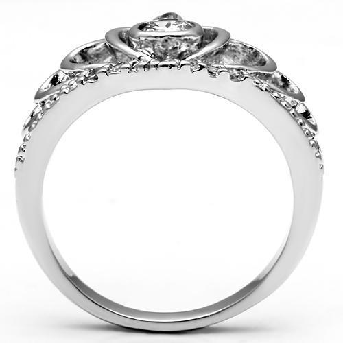 3W229 - Rhodium Brass Ring with AAA Grade CZ  in Clear