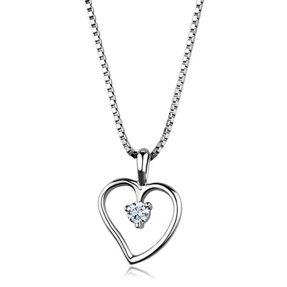 3W797 - Rhodium Brass Chain Pendant with AAA Grade CZ  in Clear