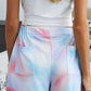 Multicolor Tie Dye Drawstring Elastic Waist Pocketed Casual Shorts