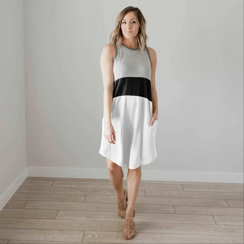 Sleeveless Colorblock Casual Dress