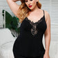 Spaghetti Straps Lace Trim Plus Size Pajamas Set