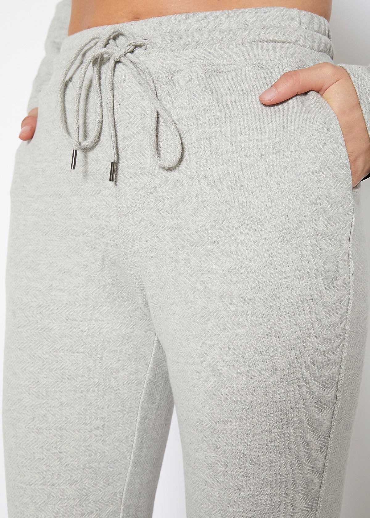 Women's Drawstring Waist Fitted Jogger Pants In Heather Grey