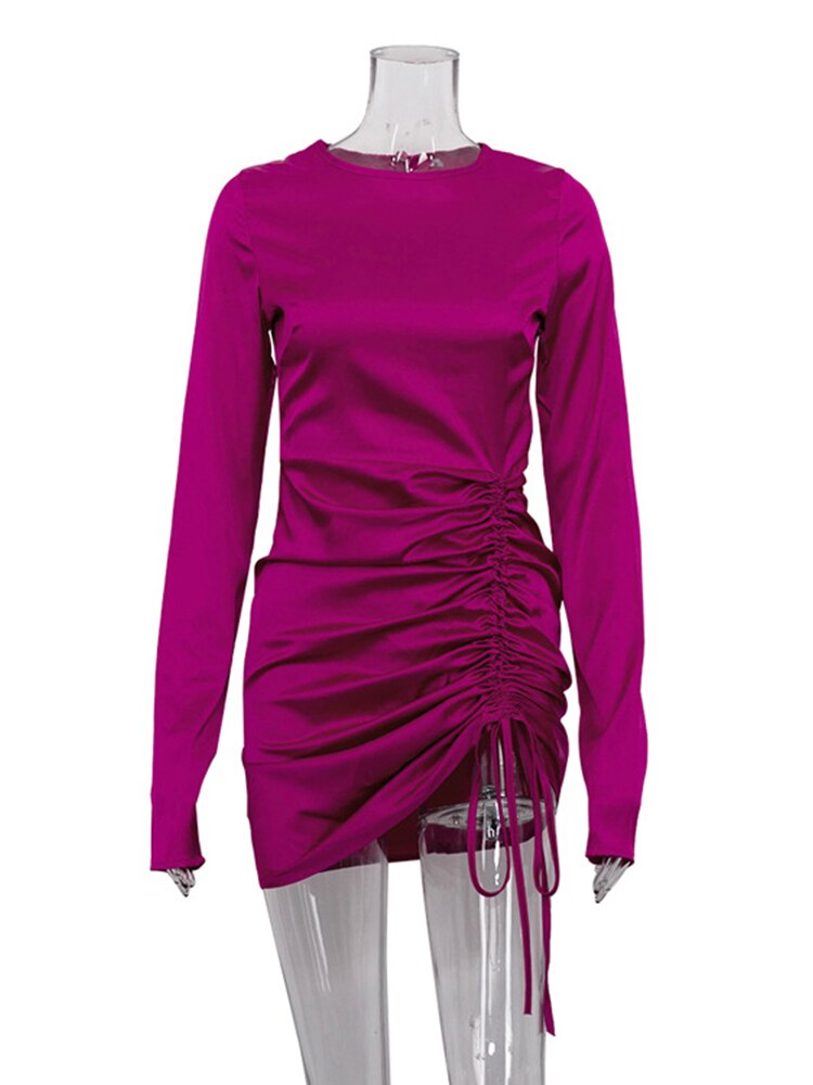 Pink Satin Bodycon Party Dress