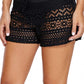 Black Lace Shorts Attached Swim Bottom