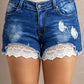 Lace Distressed Jean Shorts