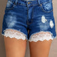 Lace Distressed Jean Shorts