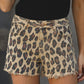 Brown Leopard Mid Waist Frayed Hemline Jean Shorts