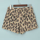 Brown Leopard Mid Waist Frayed Hemline Jean Shorts