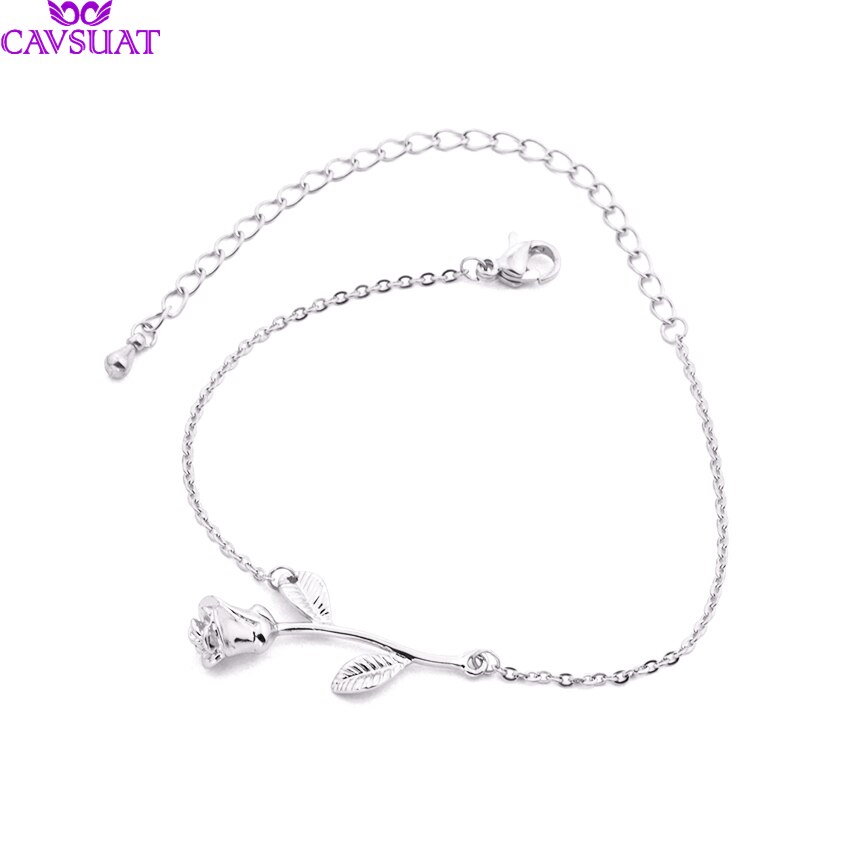 Dainty Rose Flower Charm Bracelets For Women Girl