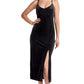 Elle Dress - Velvet slip dress with scooped back and thigh high slit