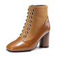 Vintage Square Toe Ankle 
Boots For Women Zipper High Heels Shoes