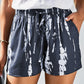 Gray White Tie Dye Drawstring Casual Shorts