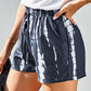 Gray White Tie Dye Drawstring Casual Shorts