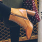 Vintage Square Toe Ankle 
Boots For Women Zipper High Heels Shoes