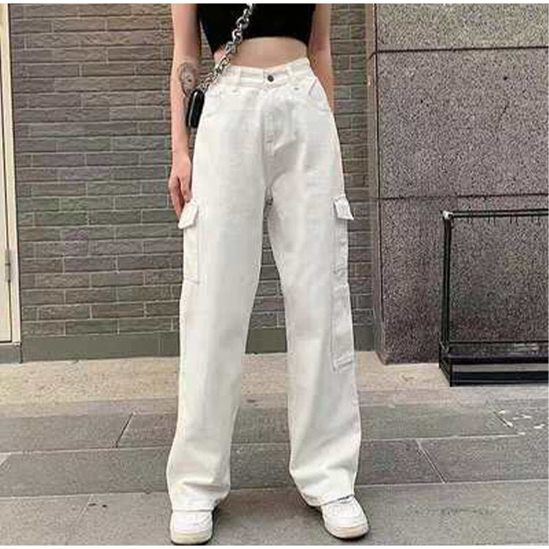 Korean Jeans Women Mid Waist Straight Denim Women's Pants