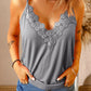 Casual Gray Lace Splicing Cami Top