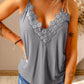 Casual Gray Lace Splicing Cami Top