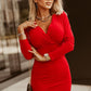 Red Wrap Sheath Midi Dress