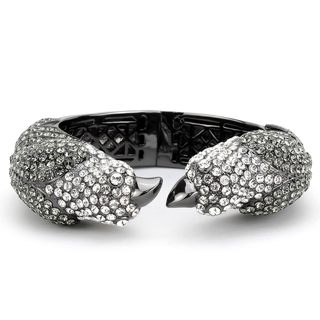 Ruthenium Brass Bangle with Top Grade Crystal  in Multi Color