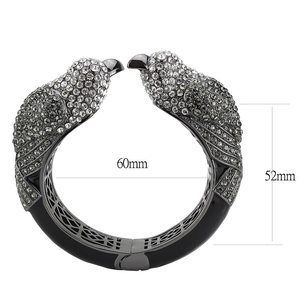 Ruthenium Brass Bangle with Top Grade Crystal  in Multi Color