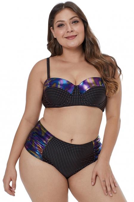 Moulded Cups Dotted Plus Size Bikini Swimwear