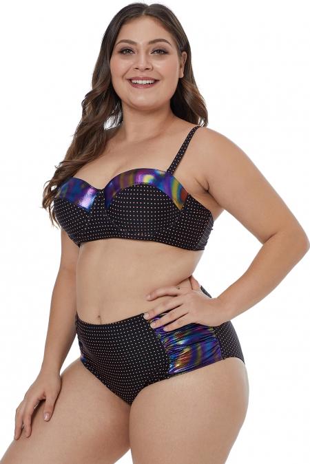 Moulded Cups Dotted Plus Size Bikini Swimwear