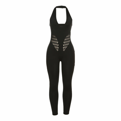 Hollow Perspective High Waist Tight Jumpsuit