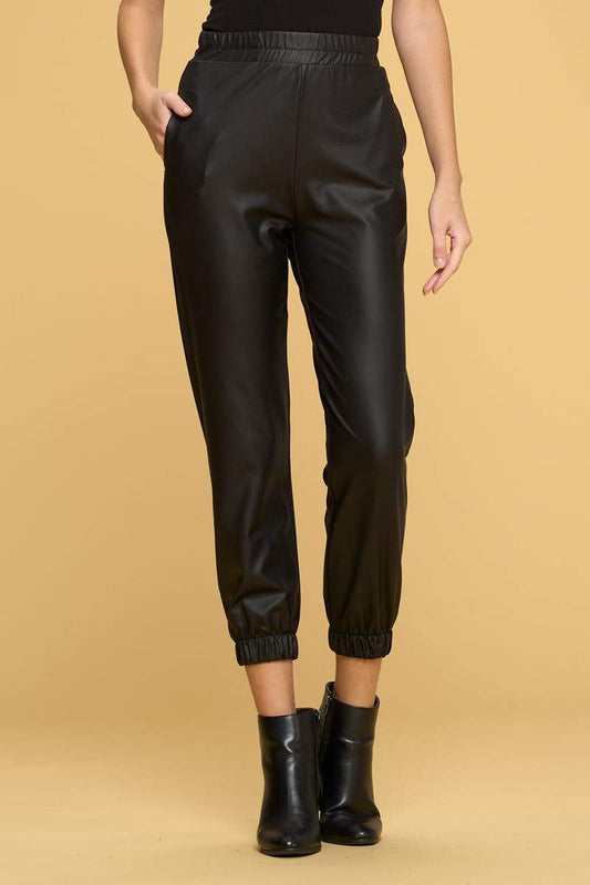 Faux Leather Pants with Pockets