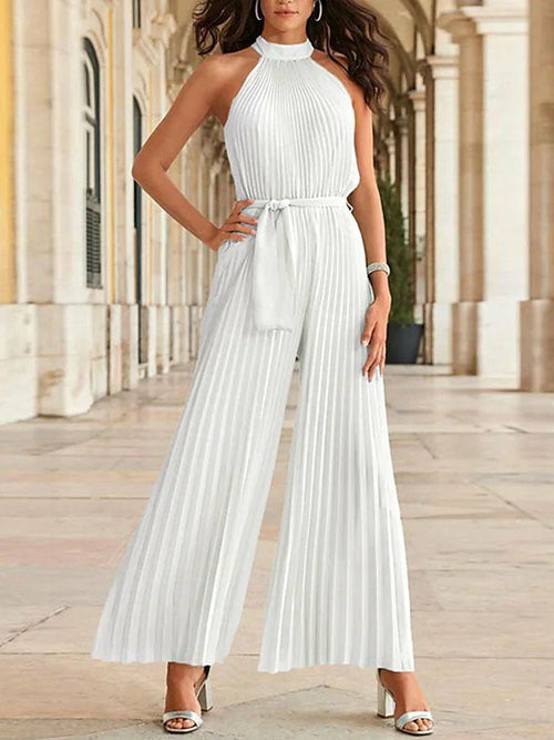 Elegant Halter Off Shoulder High Waist Tie-up Romper