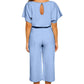 Short Sleeve Sky Blue Always Chic Belted Culotte Jumpsuit