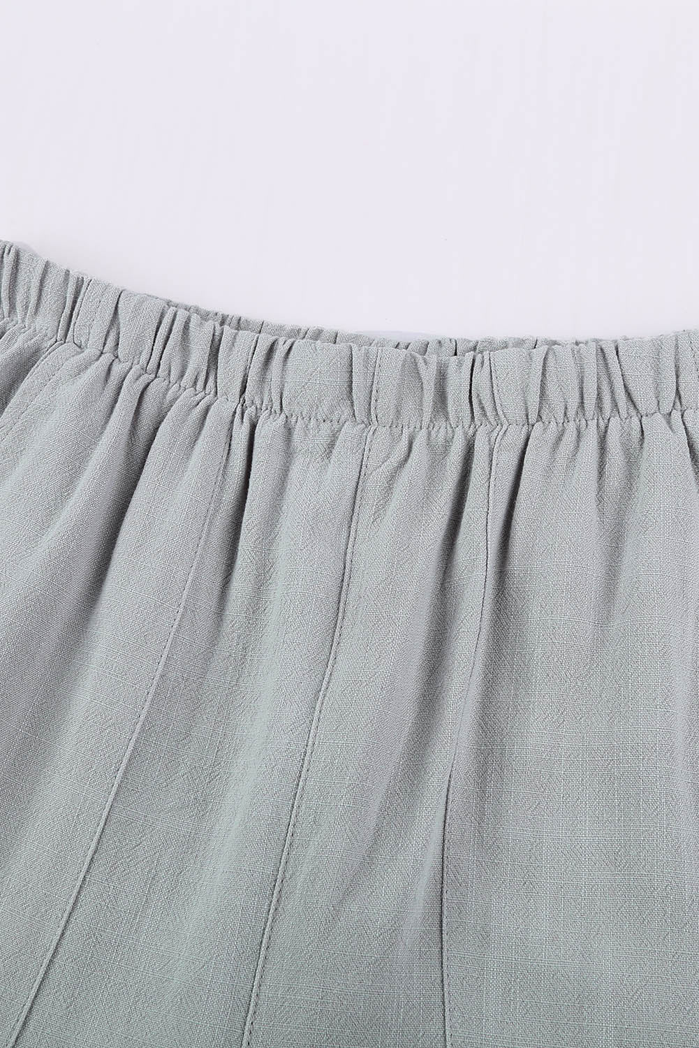 Summer Gray Blue Pocketed Flutter Linen Cotton Shorts