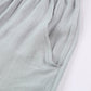 Summer Gray Blue Pocketed Flutter Linen Cotton Shorts