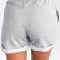 Summer Women Gray Tie Waist Side Pockets Cuffed Lounge Shorts