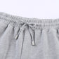 Summer Women Gray Tie Waist Side Pockets Cuffed Lounge Shorts