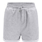 Summer Women Gray Tie Waist Side Pockets Cuffed Lounge Shorts