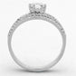 Rhodium 925 Sterling Silver Ring with AAA Grade CZ  in Clear