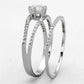 Rhodium 925 Sterling Silver Ring with AAA Grade CZ  in Clear